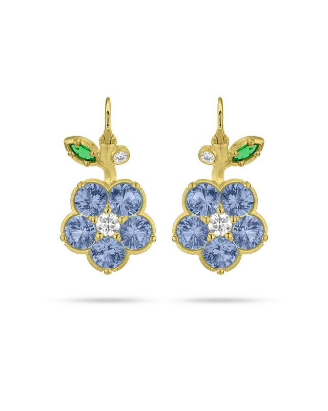 Wild Child Sapphire and Diamond Drop Earrings, Blue